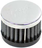 1" Push-On Rubber Base Crankcase Vent Filter with Chrome Top