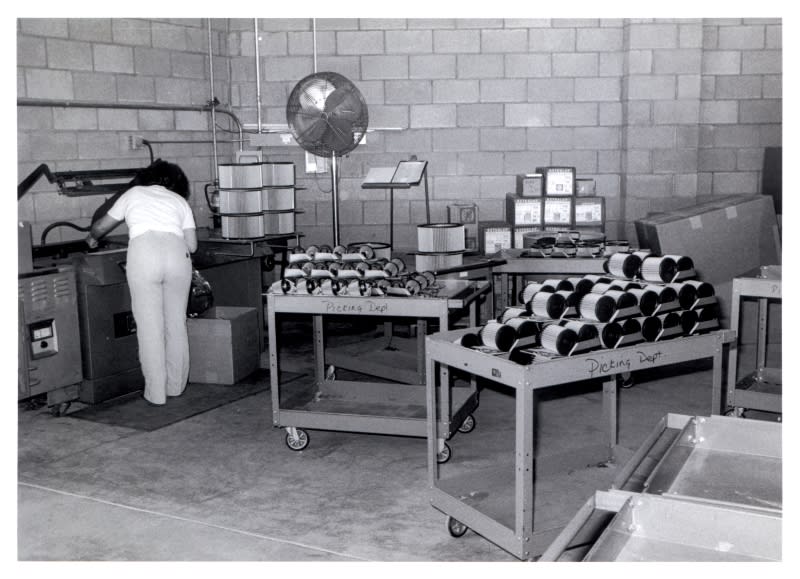 The K&N manufacturing floor in the 1970s The K&N manufacturing floor in the 1970s, showing filters in production