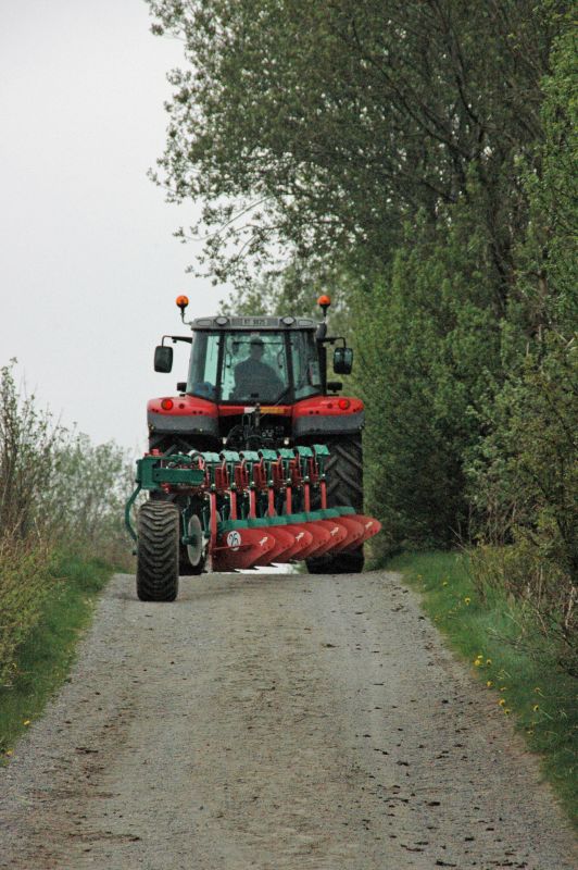 Kverneland BE transported on road by tractor