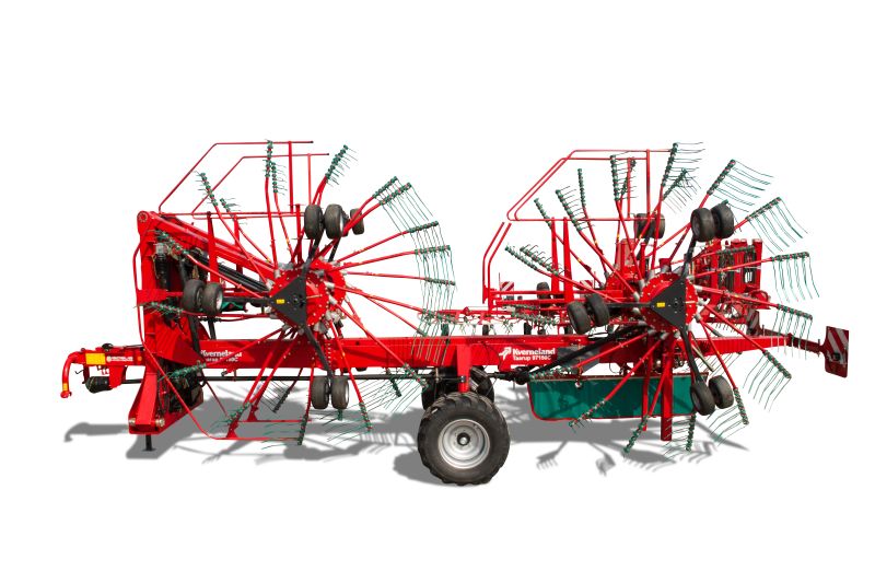 Four Rotor Rakes - Kverneland 97150 C, folded and compact during transportation and storage