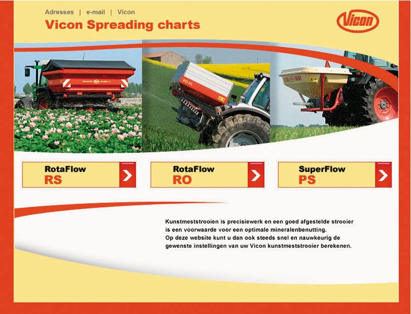 pendulum spreaders - Vicon SuperFlow PS403VITI, SuperFlow Spreading System, Easy Setting, Range of Spreading Spouts, Border spreading and PS-ED II on-board computer