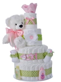 Sweet Baby Girl 4 Tier Diaper Cakes