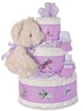 Lavender Lady Diaper Cake for Girls by Lil' Baby Cakes