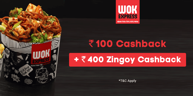 Wok Express Cashback Offer : Get Rs.100 Cashback on 1st Order