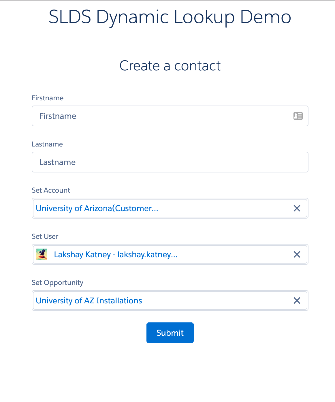 SLDS Dynamic Lookup Component