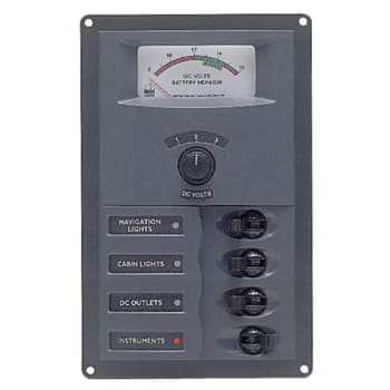 12v Dc Circuit Breaker Panel 4 Way Vert A/log Meter (900-AM)