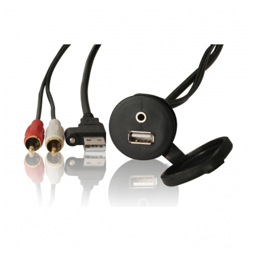 CBUSB3.5 Bulk Head Mounted Combination USB and 3.5mm Jack - Compatible with 70. 100. 205. 300. 650. 700 and 750 Series