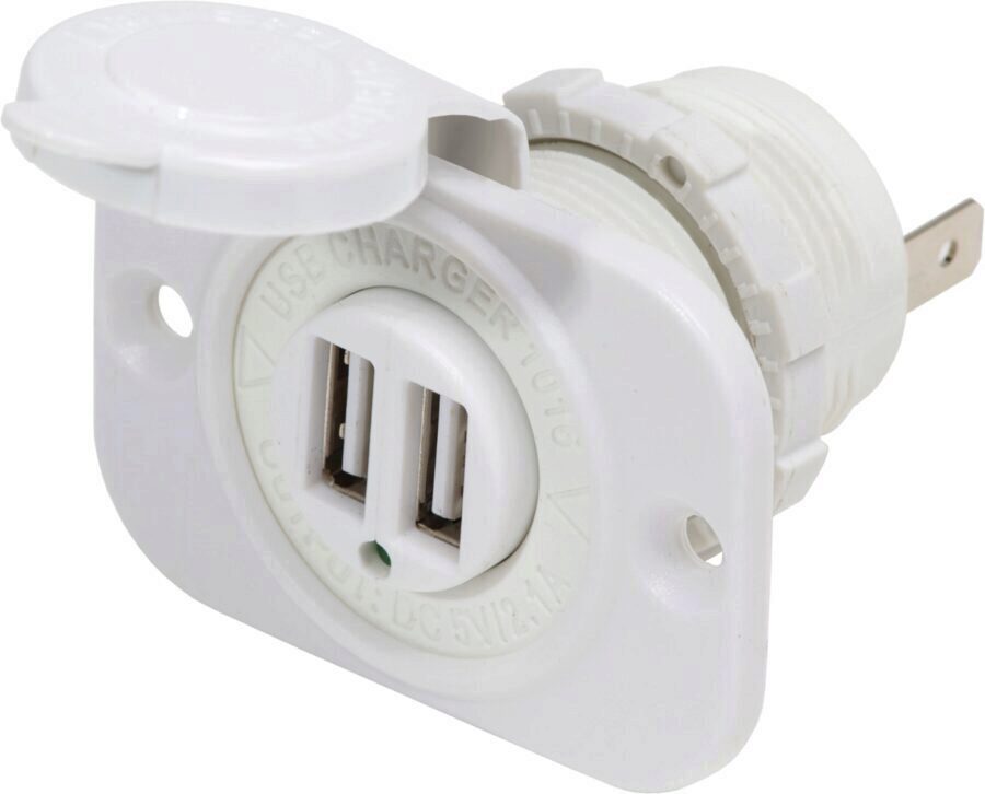 12/24V Dual USB 2.1A Charger - White