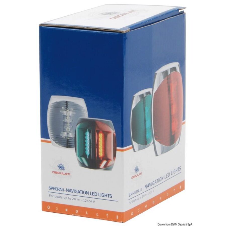 Sphera II LED Navigation Lights up to 20 m, Polycarbonate Body - White - 112,5u00b0 right green