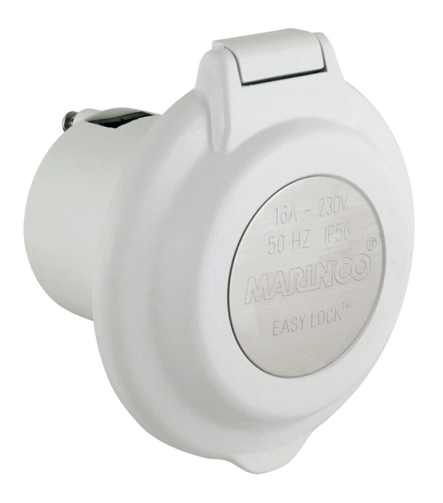 Inlet, 16A 230V, Round, No SS Trim, White