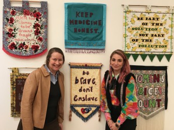 Craftivists Helen Fraser and Tal Fitzpatrick.