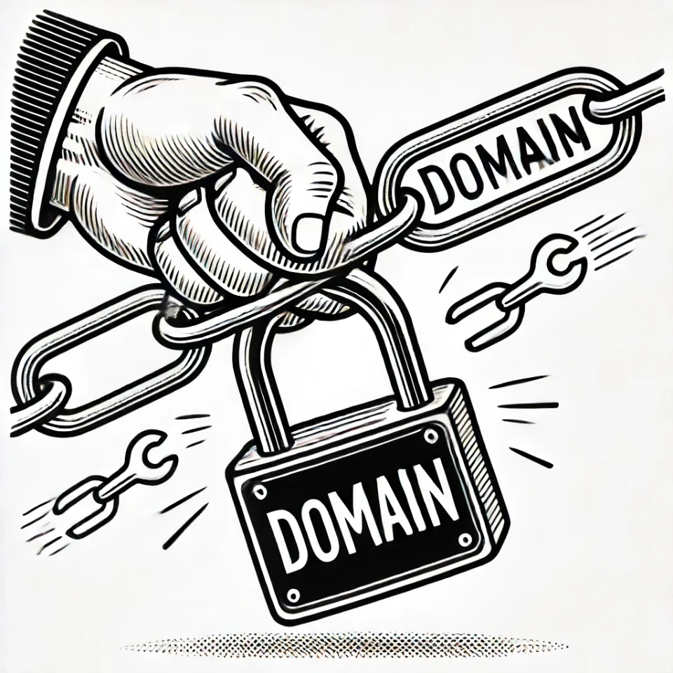 Image depicting hijacking of a domain name by breaking the lock