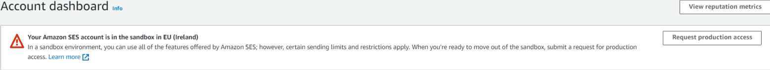 AWS Simple Email Service Account dashboard request production access