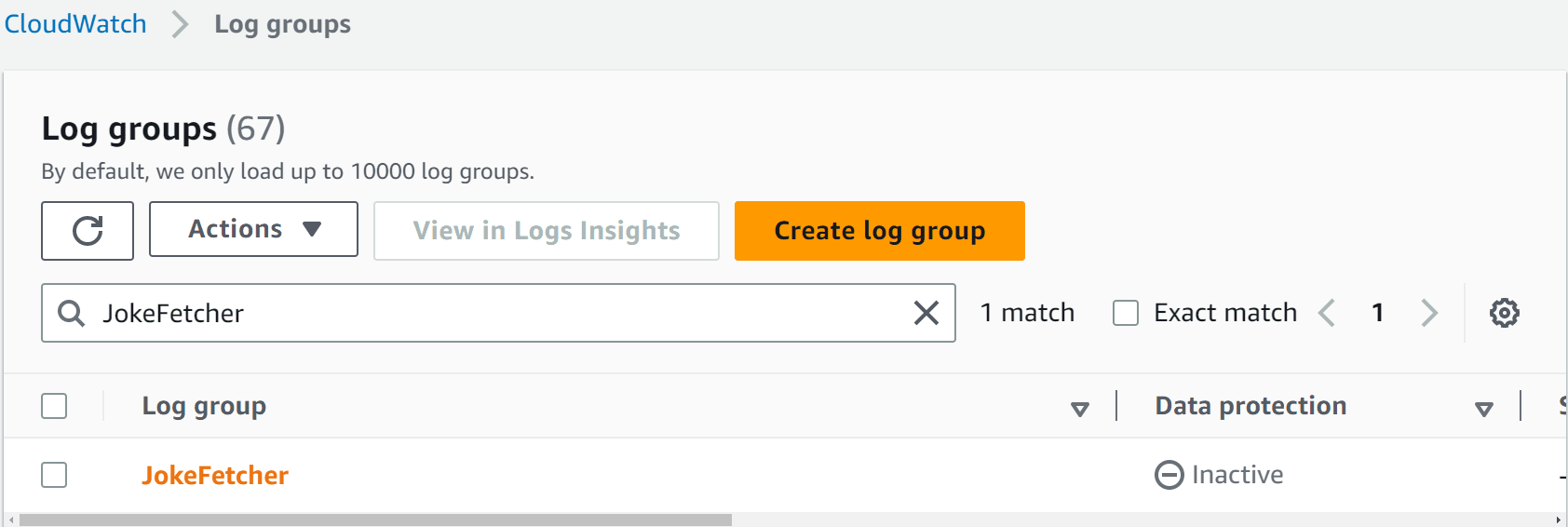 log group created in aws cloudwatch