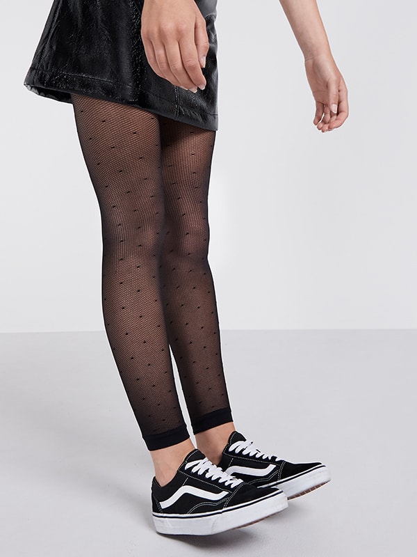 Black Louisa Fine Net Spotted Footless Tights | Nobody's Child