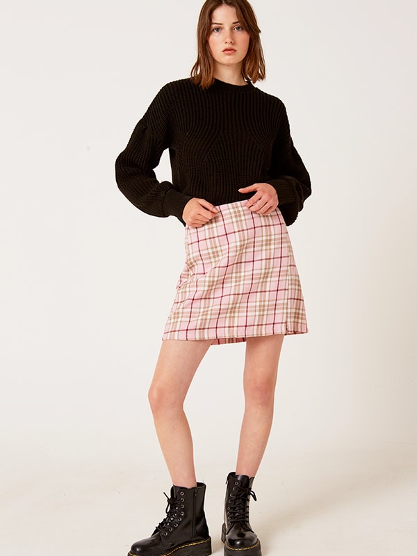 Pink Check Klara Mini Skirt