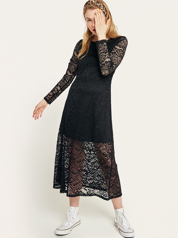 Black Lace Louisa Midi Dress
