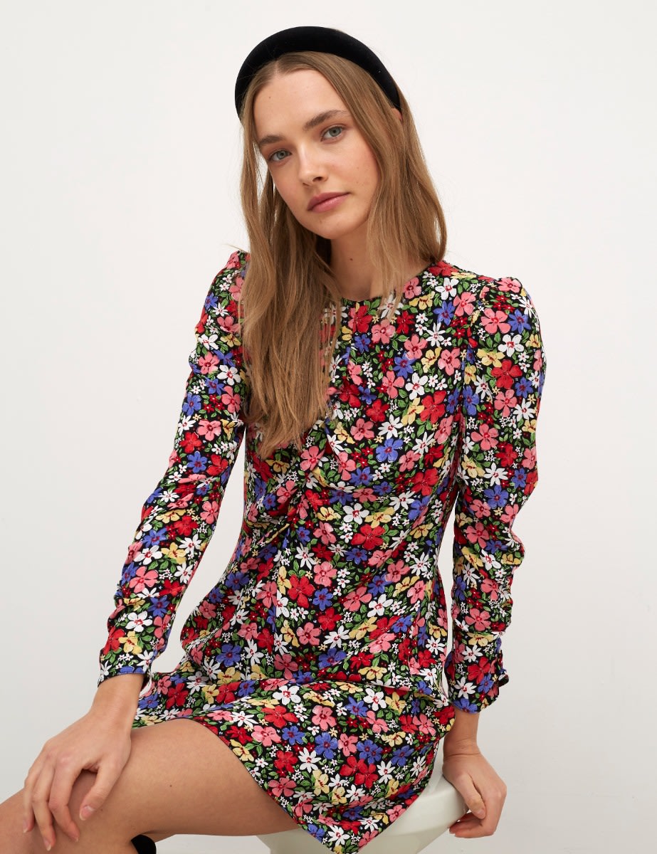 Madeline Floral Nicola Ruched Front Mini Dress