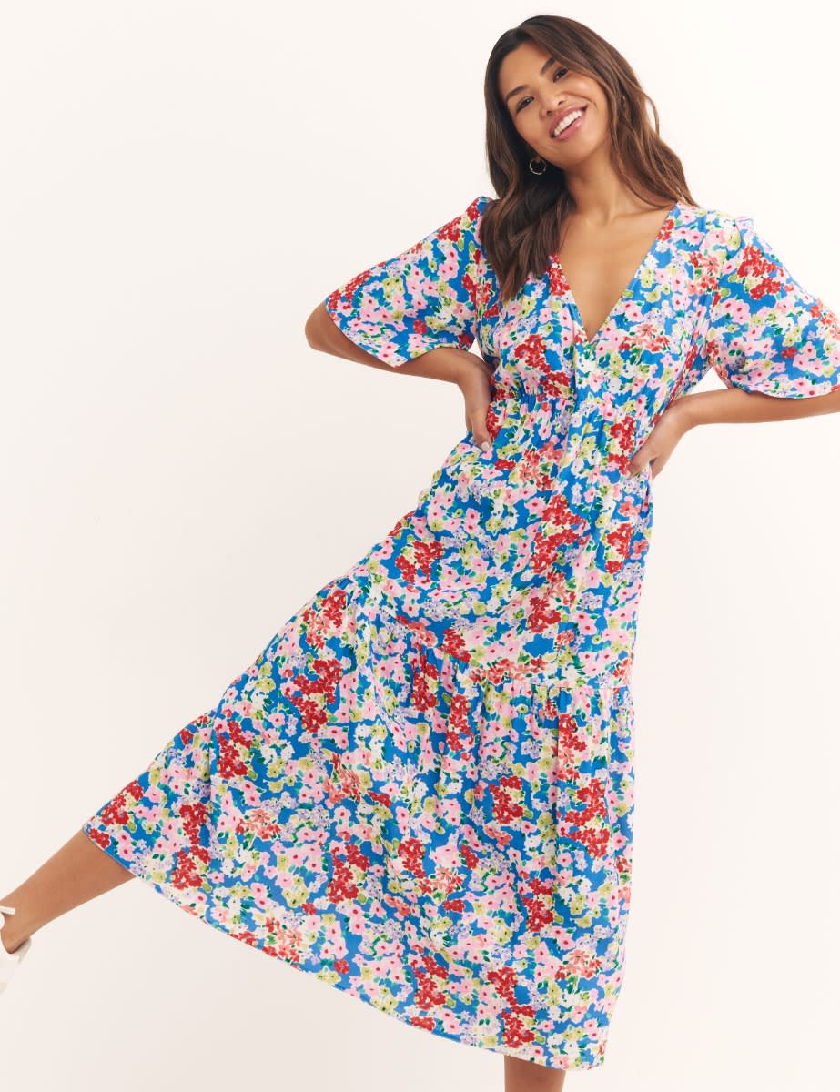 Blue Ditsy floral Clementine Midi Dress