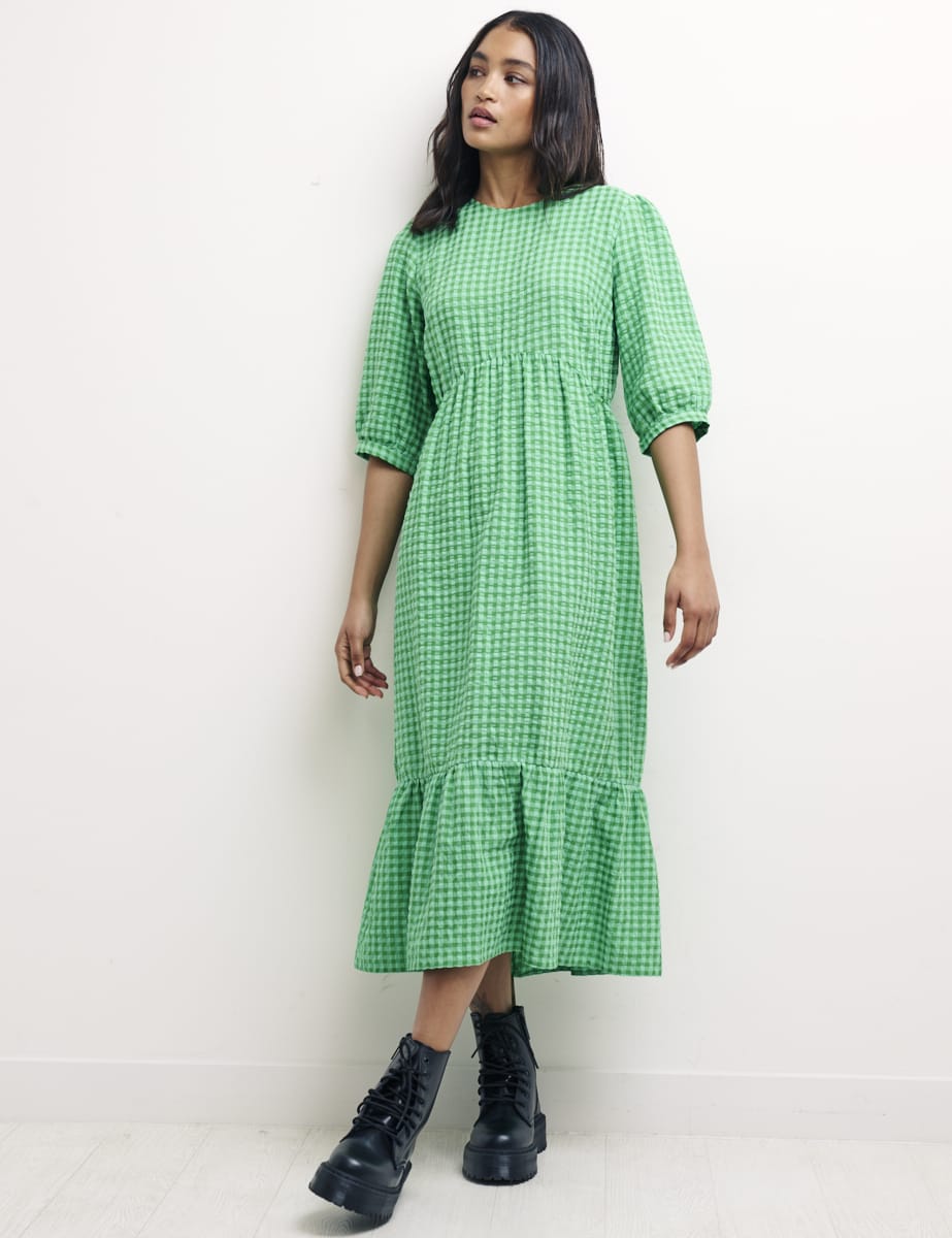 Green Check Rachel Midi Dress