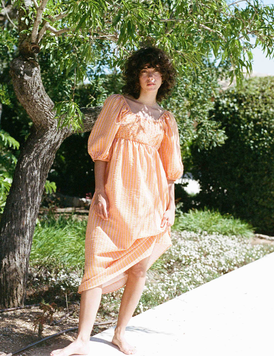 Orange and Pink Stripe Kylie Midi Dress | Nobody's Child