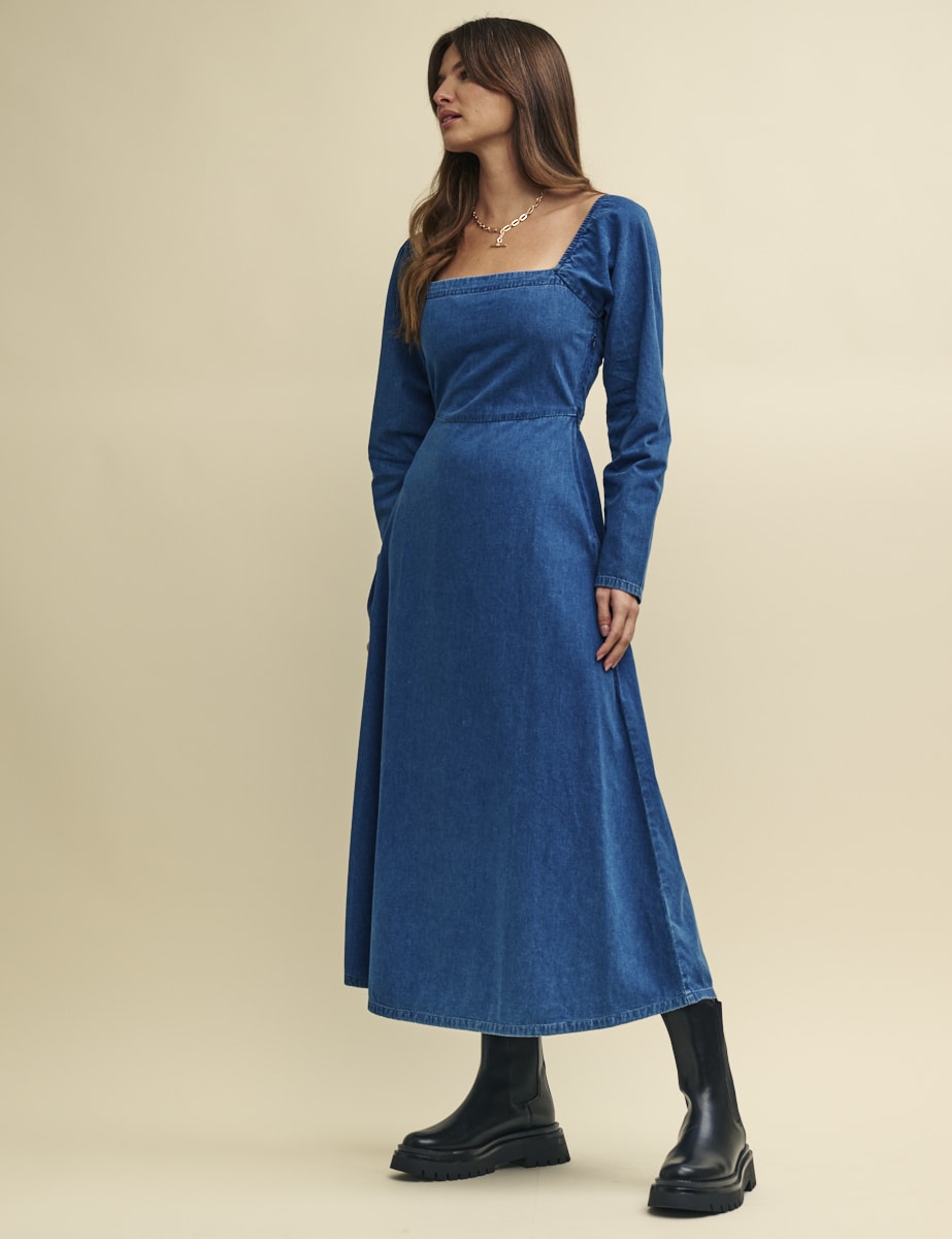 Blue Denim Abby Midi Dress