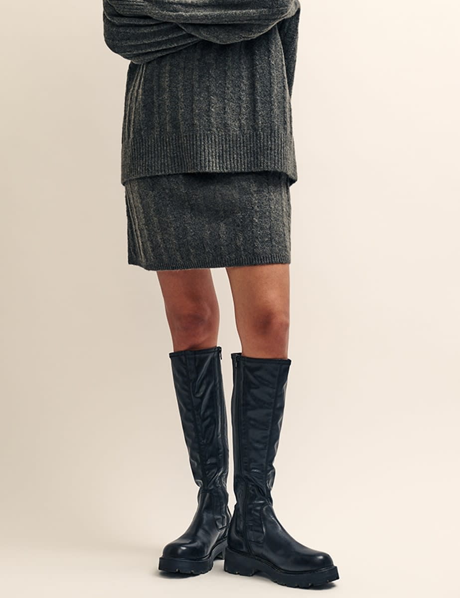Grey Cable Knit Mini Skirt | Nobody's Child