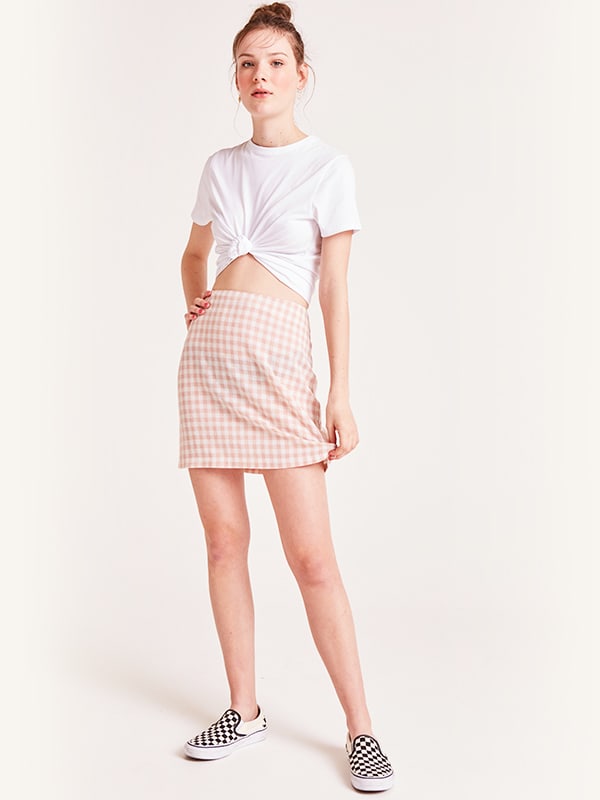 Pink and White Check Luna Mini Skirt