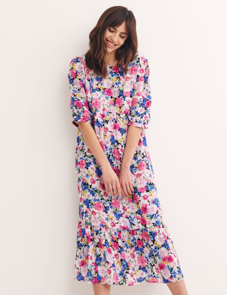 Petite Multi Big Floral Rachel Midi Pocket Dress