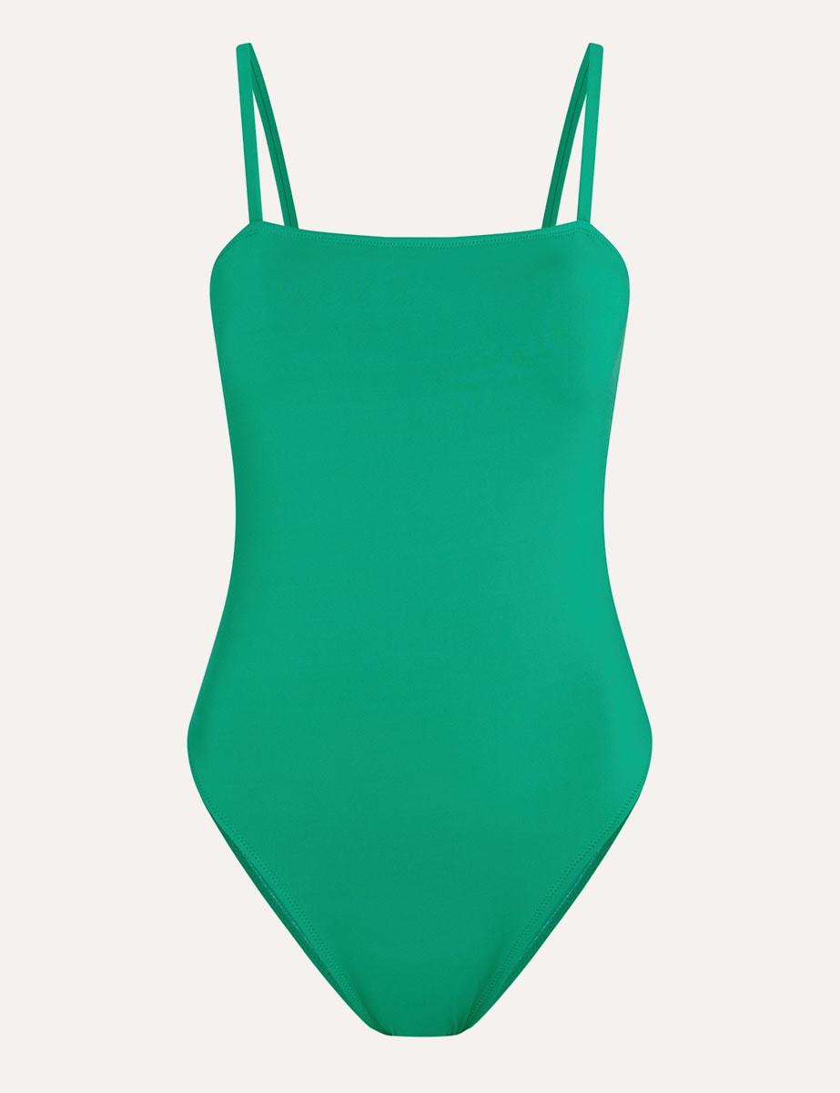 Green Claudia Square Neck Swimsuit