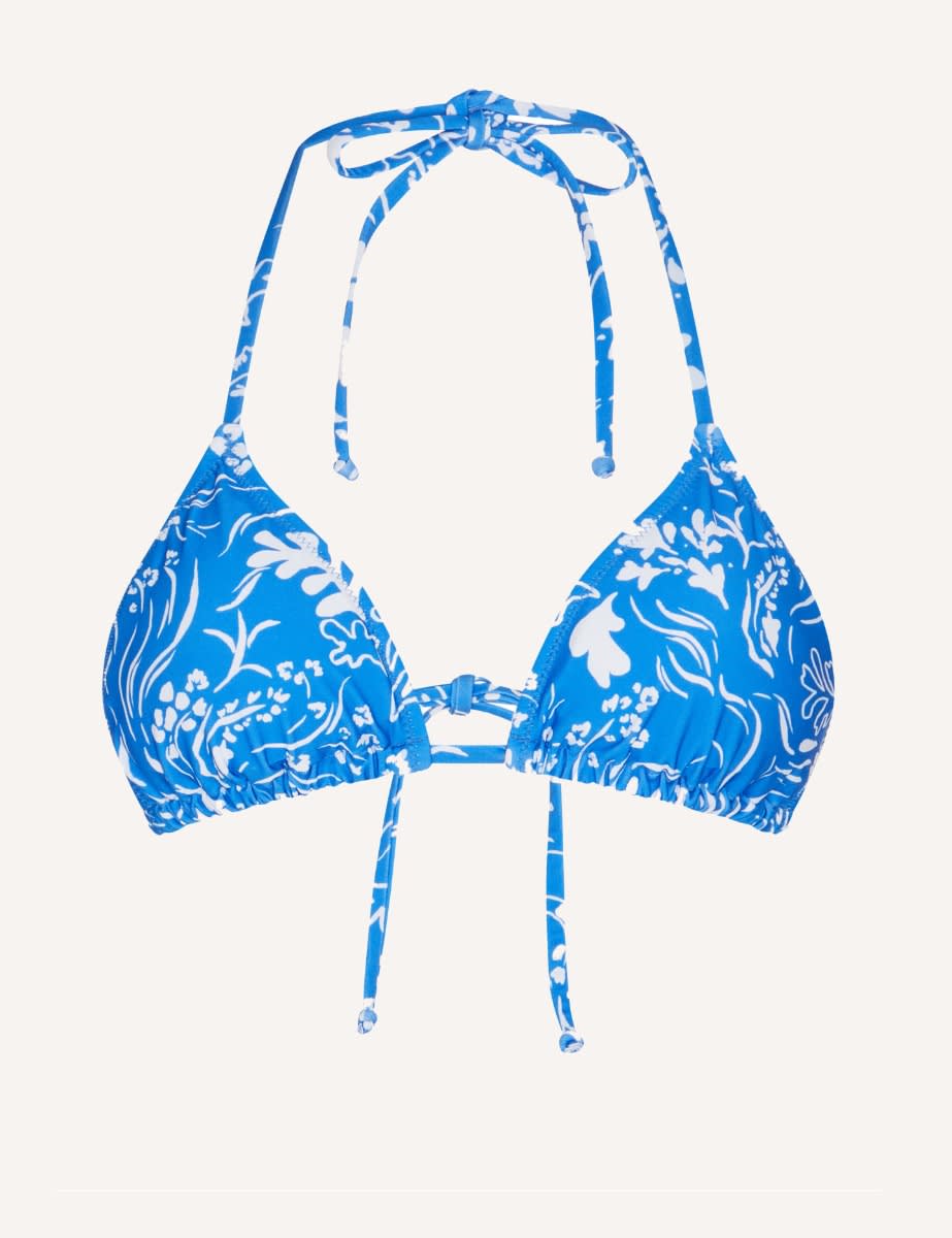 Blue Retro Print Georgia Triangle Tie Bikini Top