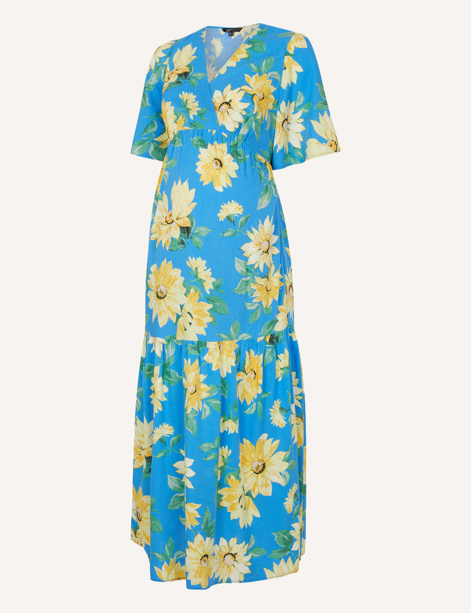 Maternity Sunflower Blue Clementine Midi Dress