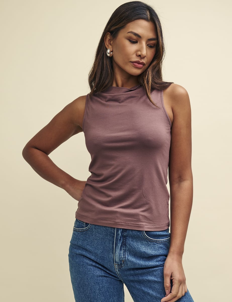 Brown Cowl Neck Camille Top