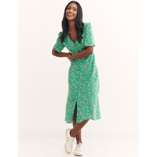 Green Ditsy Floral Alexa Midi Dress | Nobody's Child