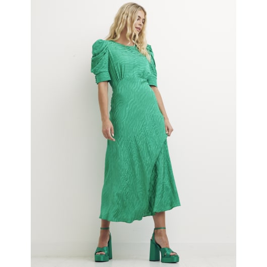 Green Animal Jacquard Moira Midi Dress | Nobody's Child