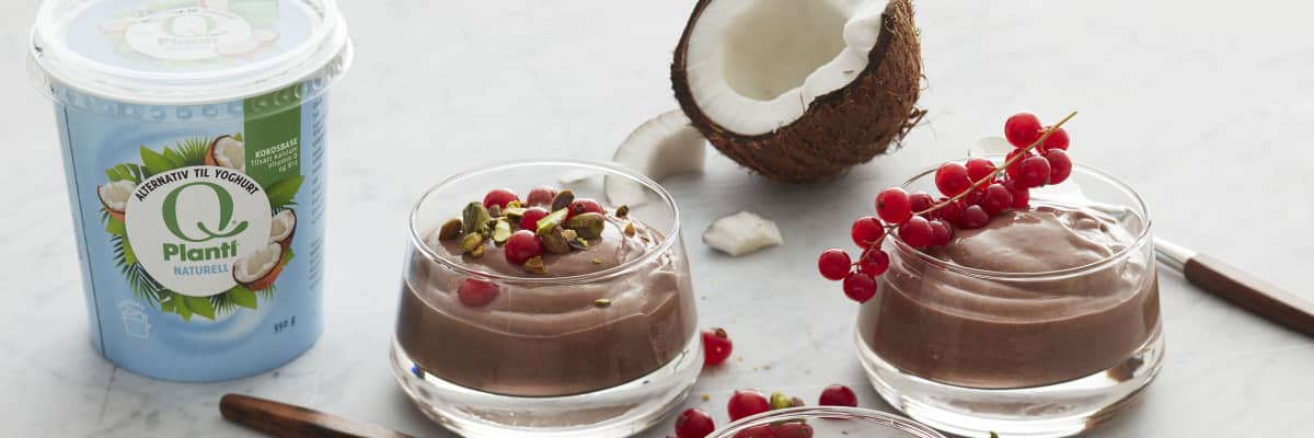 Sjokolademousse med Q® Planti® Naturell er en lynrask og luftig dessert med få ingredienser.