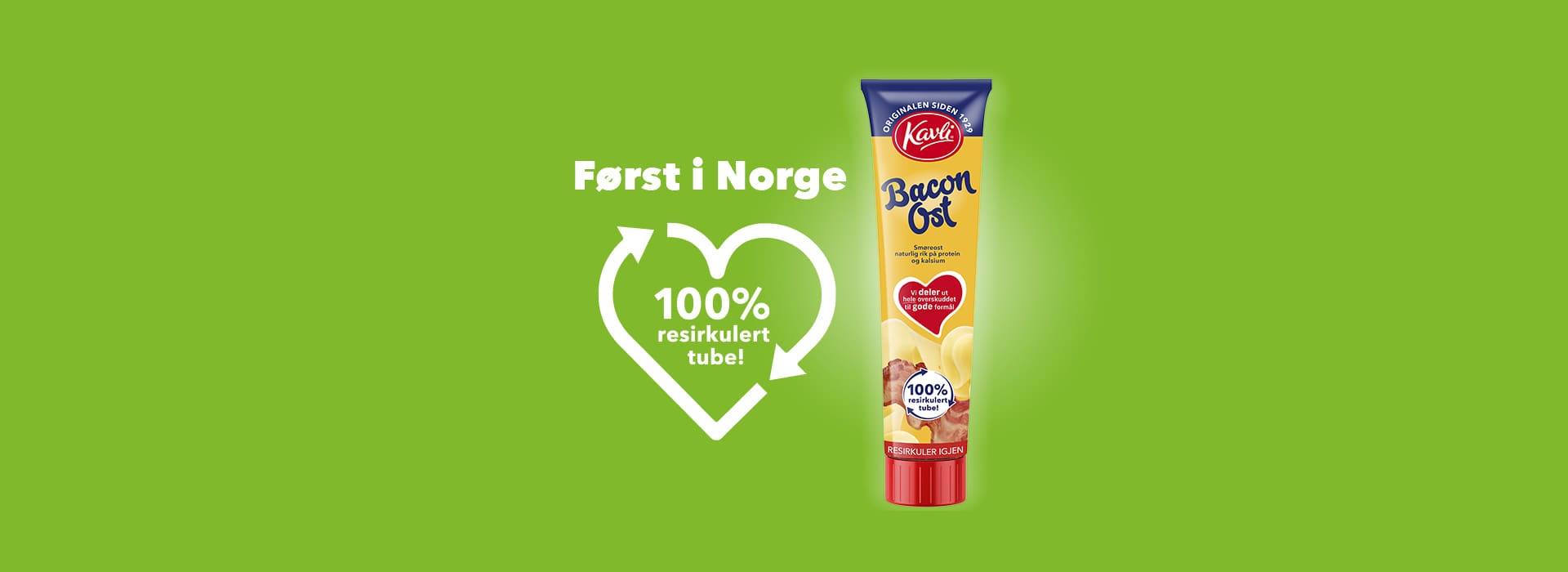 Kavli er først i Norge med en 100 % resirkulert tube.