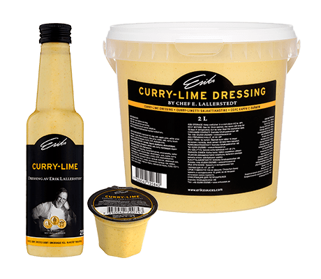 Eriks Curry-Lime Dressing i dess förpackningar