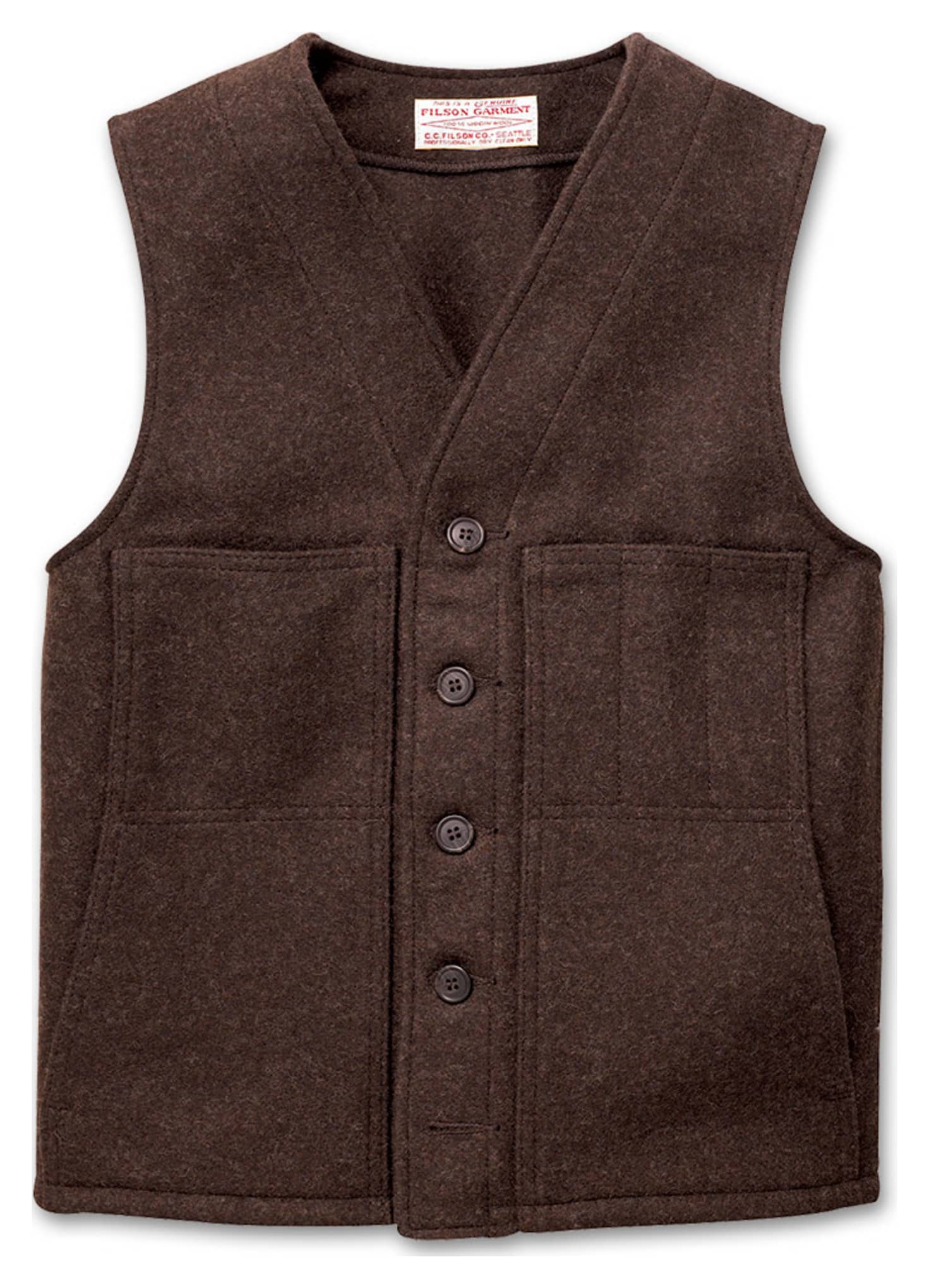 Filson Mackinaw Wool Vest Style 20 Brown Size 44