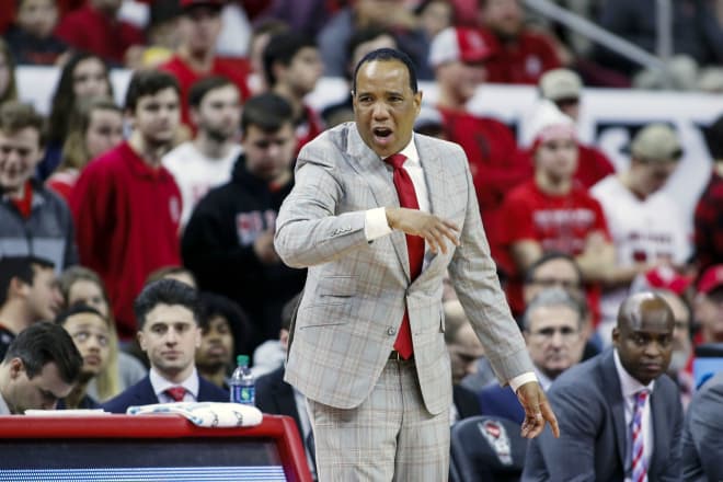 NC State Wolfpack basketball coach Kevin Keatts on the sideline.
