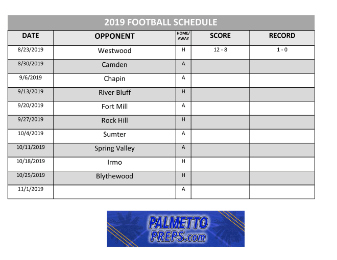 PalmettoPreps - Lugoff-Elgin High School Football Schedule and Team Info