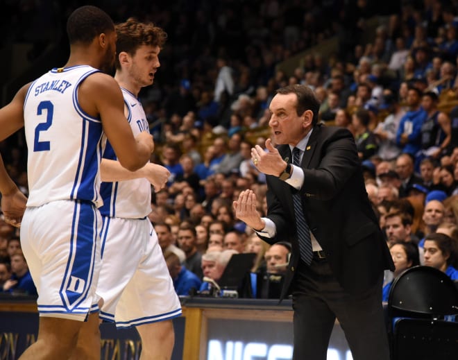 Duke head coach Mike Krzyzewski and the Blue Devils are scheduled to play NC State at approximately 2:30 p.m. today at the Greensboro (N.C.) Coliseum.