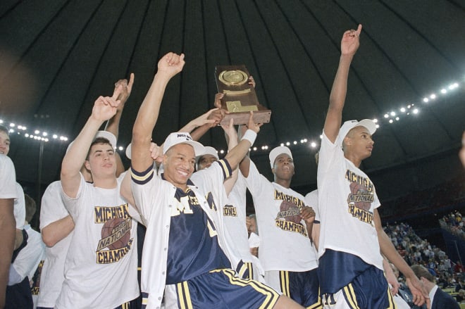 The Michigan Wolverines' basketball program celebrates its 1989 championship