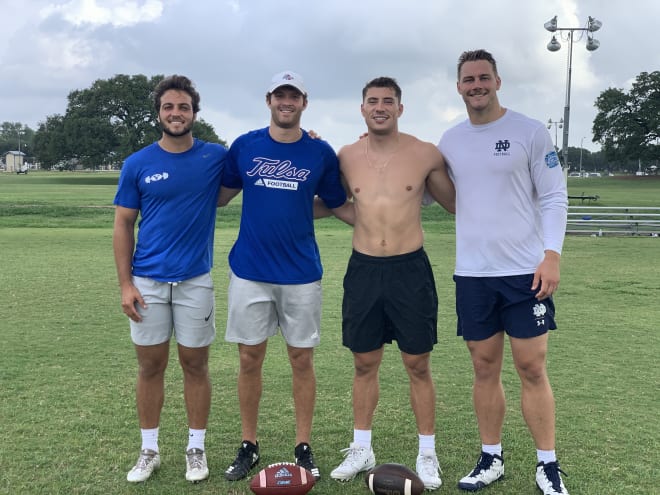 BYU wide receiver Chayce Bolli, Tulsa quarterback Davis Brin, Notre Dame quarter back Ian Book and Notre Dame tight end Brock Wright