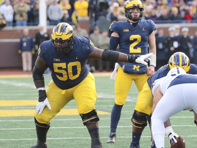 Former Michigan Wolverines football right guard Mike Onwenu