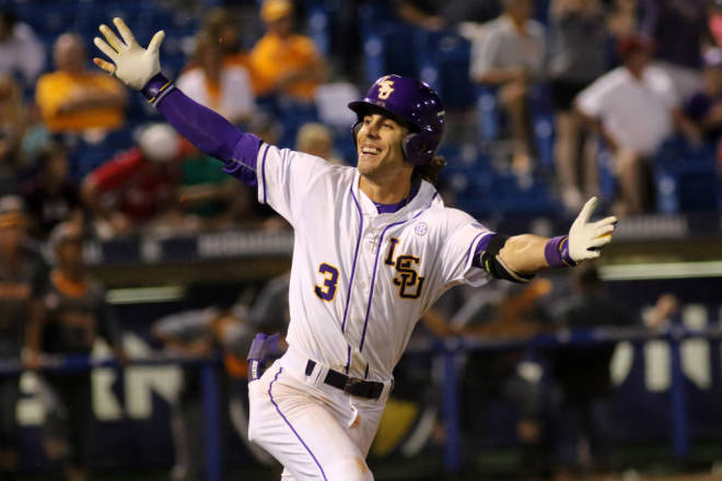 Kramer Robertson celebrates as his walk-off hit brought home the winning run