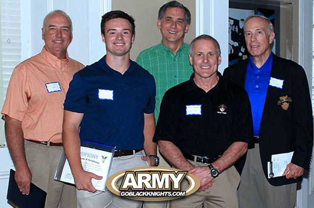 Left to right: Duane Cantey (class of '86), his son and "new cadet" Jake Cantey (2020), Arkansas 2nd Congressional District Congressman French Hill (middle), Arny Ferrando (LTC Ret, USMA class of 1978 - MALO) and 50 year affiliate class representative Charlie Wagener (class of '70)