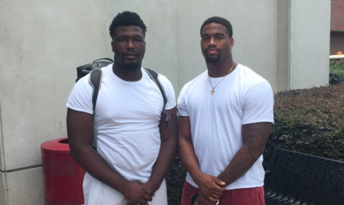 Gooden (left) with Alabama defensive end Jonathan Allen (right)