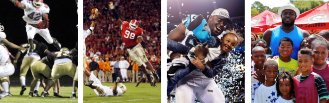 Taking a path from (L to R) Hawkinsville High School where he was “raised,” to UGA, which provided him a stepping stone, to the Carolina Panthers, which made him into a man, CHARLES JOHNSON now impacts the journeys made by many others.   