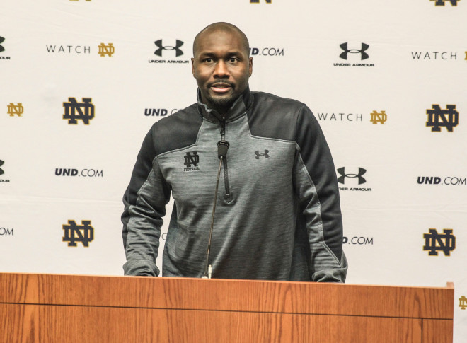 Denson is in his second season as running backs coach at Notre Dame.